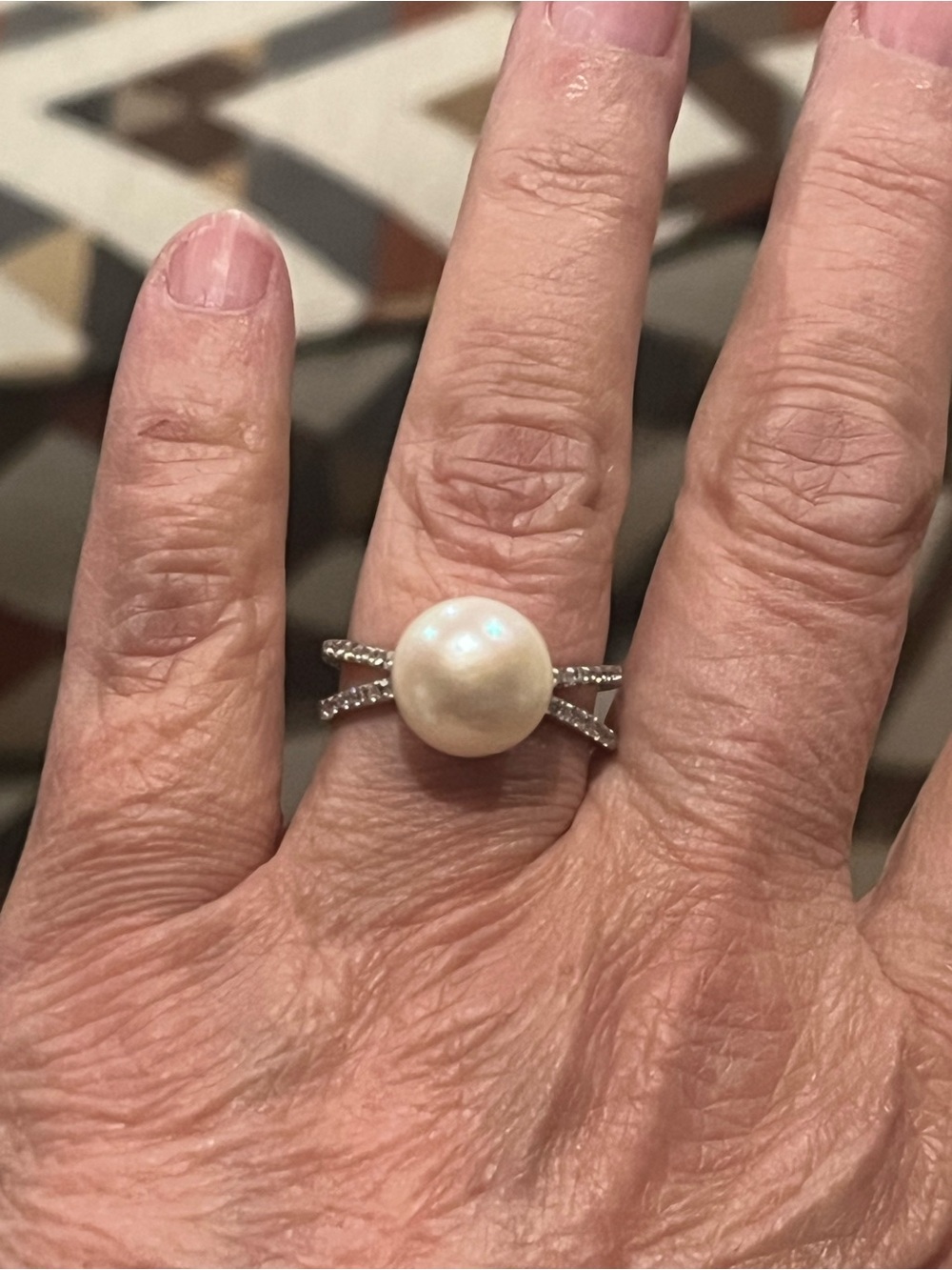 NWT Freshwater Pearl Rhodium
Overlay 925 Sterling Silver Ring Size 8